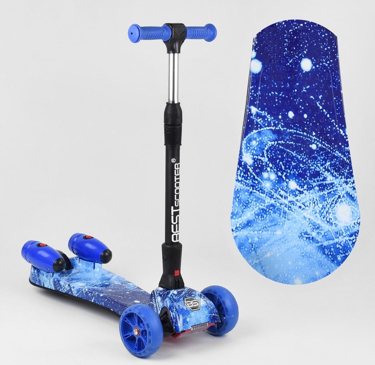 

Самокат Best Scooter с парогенератором музыка,дым турбины синий