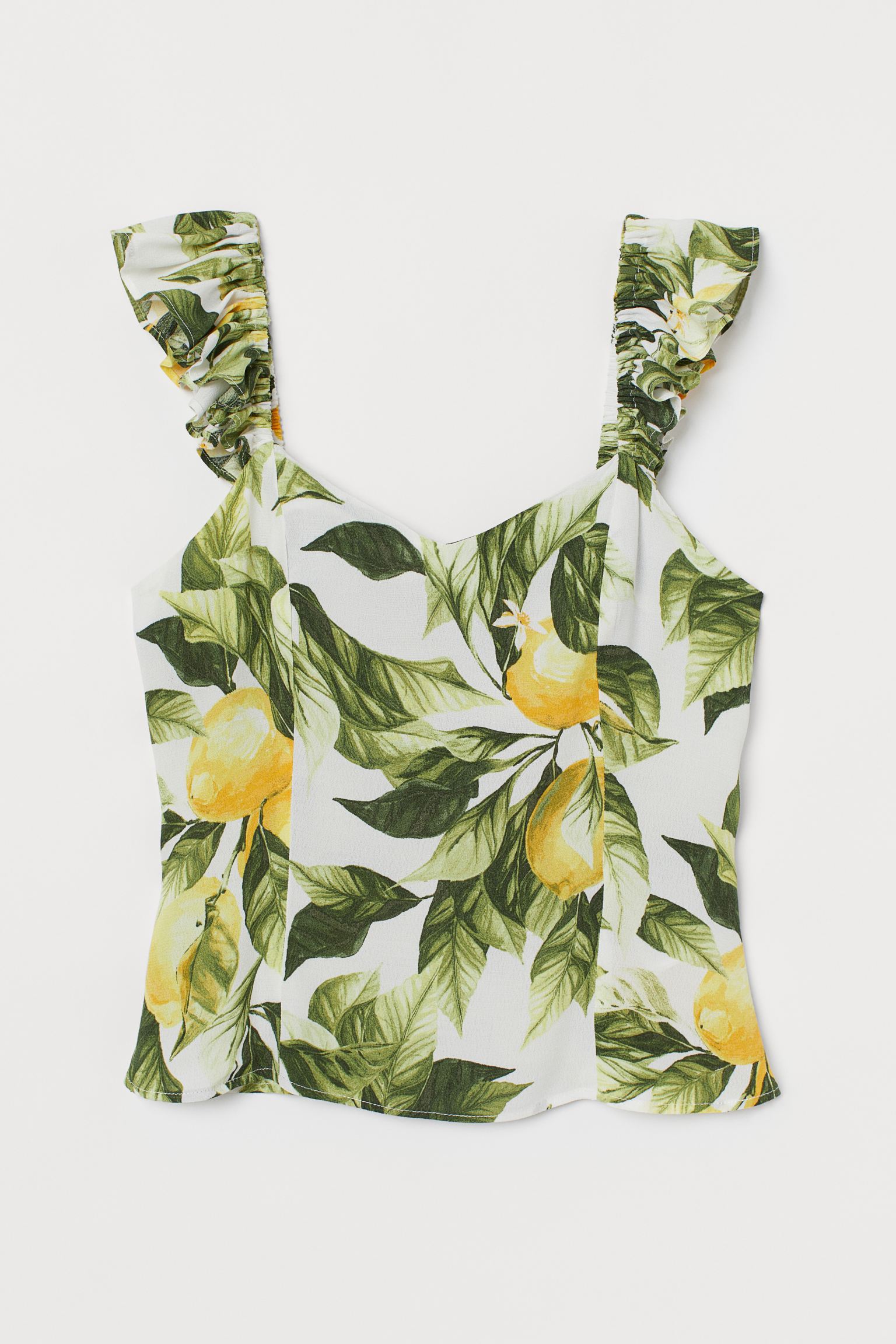 

Майка H&M  белый лимоны 28078502591, Майка H&M 44 белый лимоны 28078502591