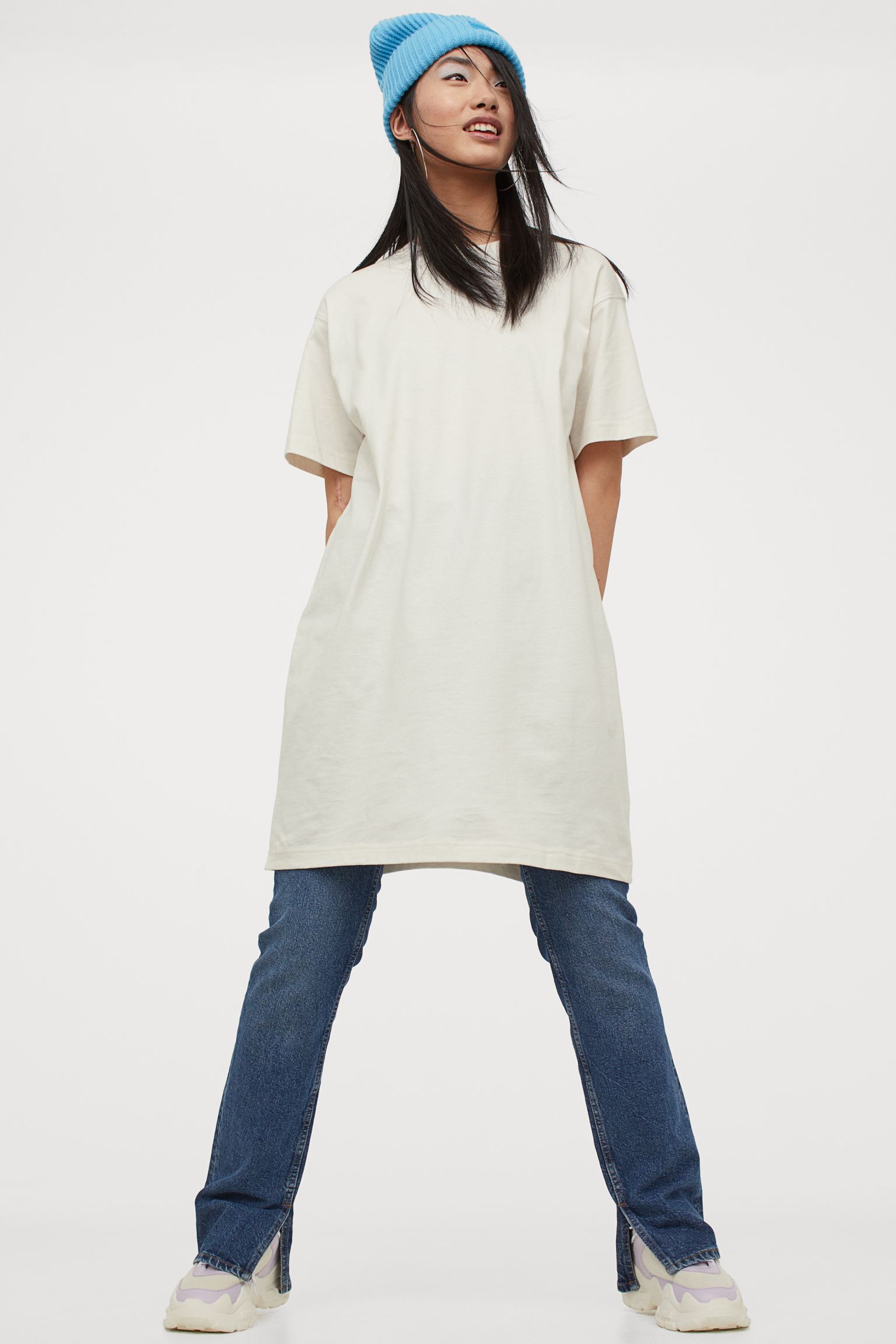 

Платье футболка H&M XS молочный 16078261641