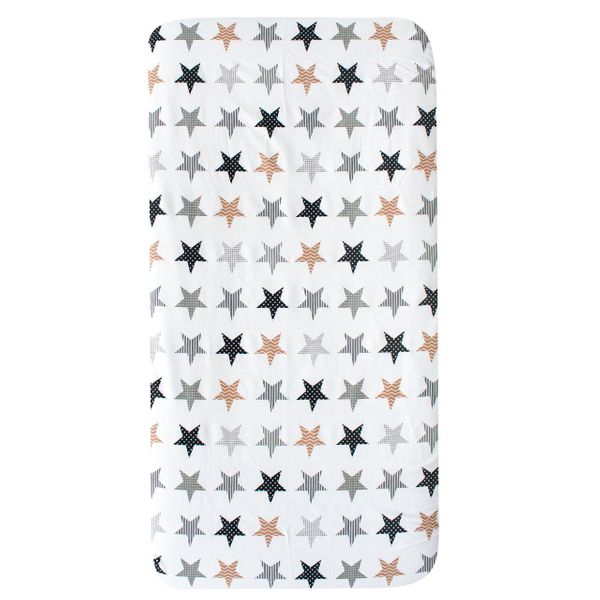 

Простынь на резинке в детскую кровать Royal Dream Парад звёзд 100х190 см Белый люкс хлопок сатин с принтом (00026Прост-11)