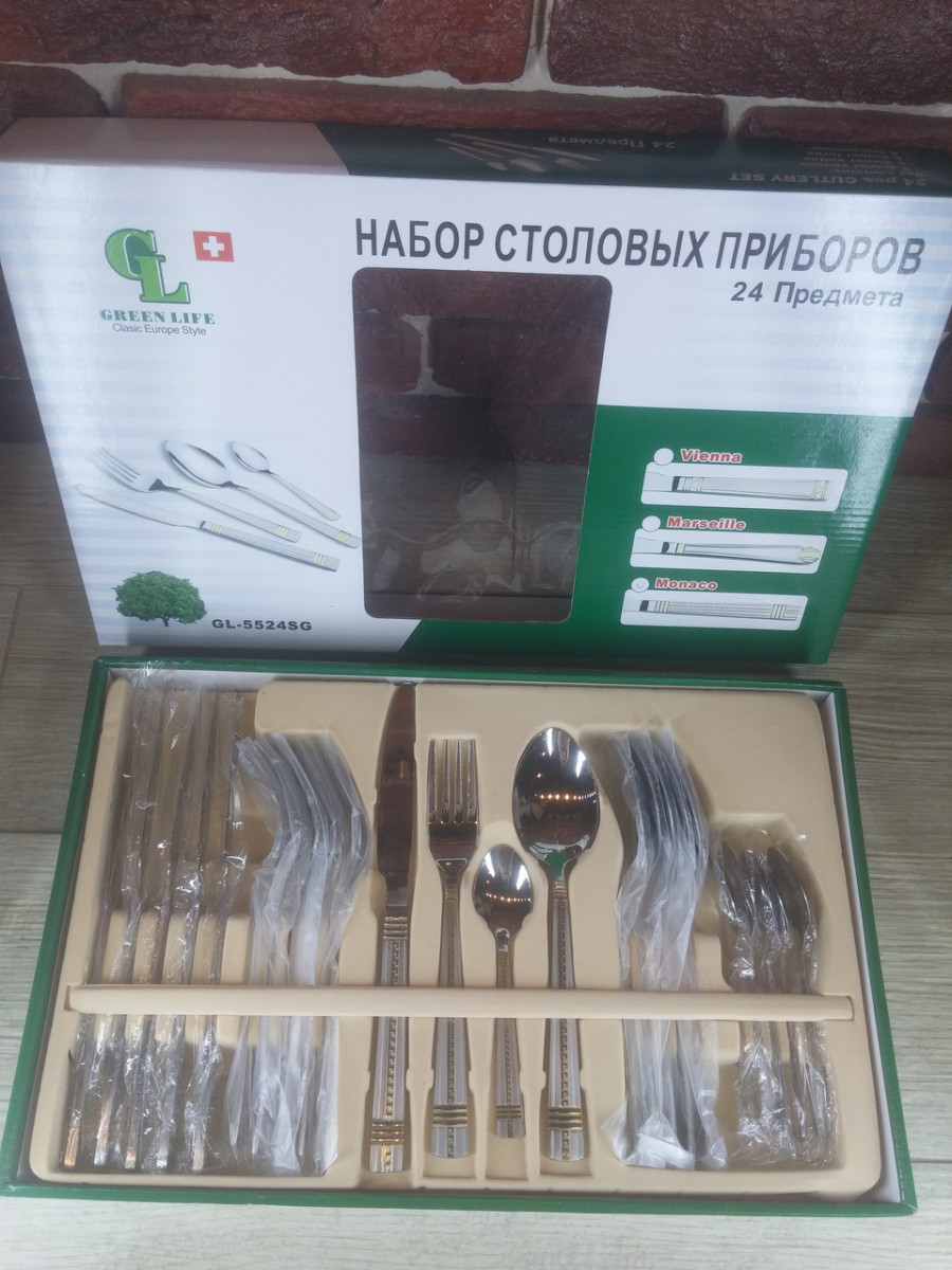 

Набор столовых приборов 24 пр Monaco Green Life GL-5524-SGMn