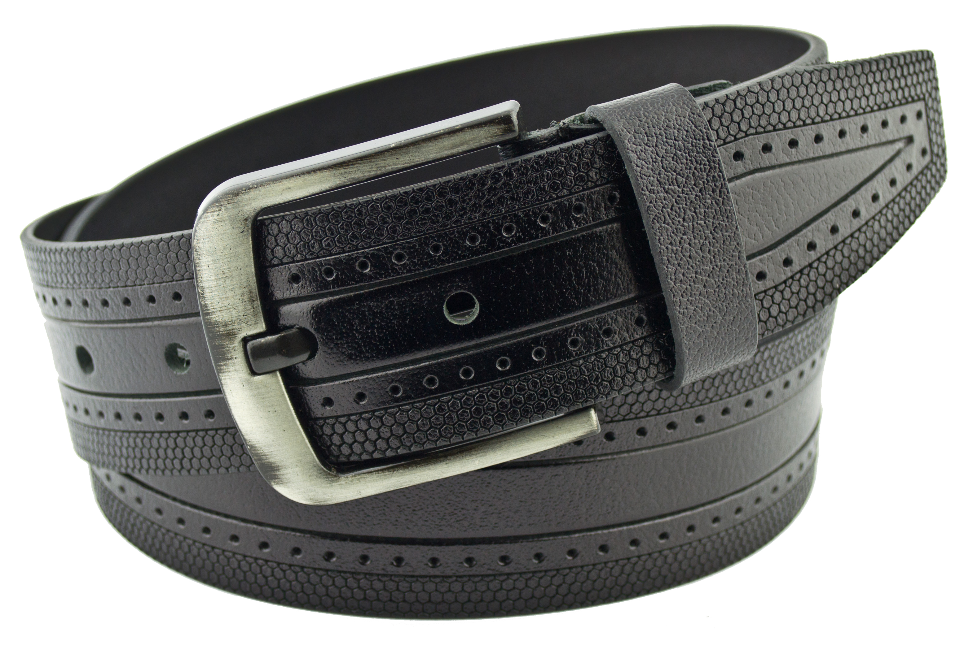 

Мужской кожаный ремень Real Leather 4,5 см для джинсов черный 110-135 см