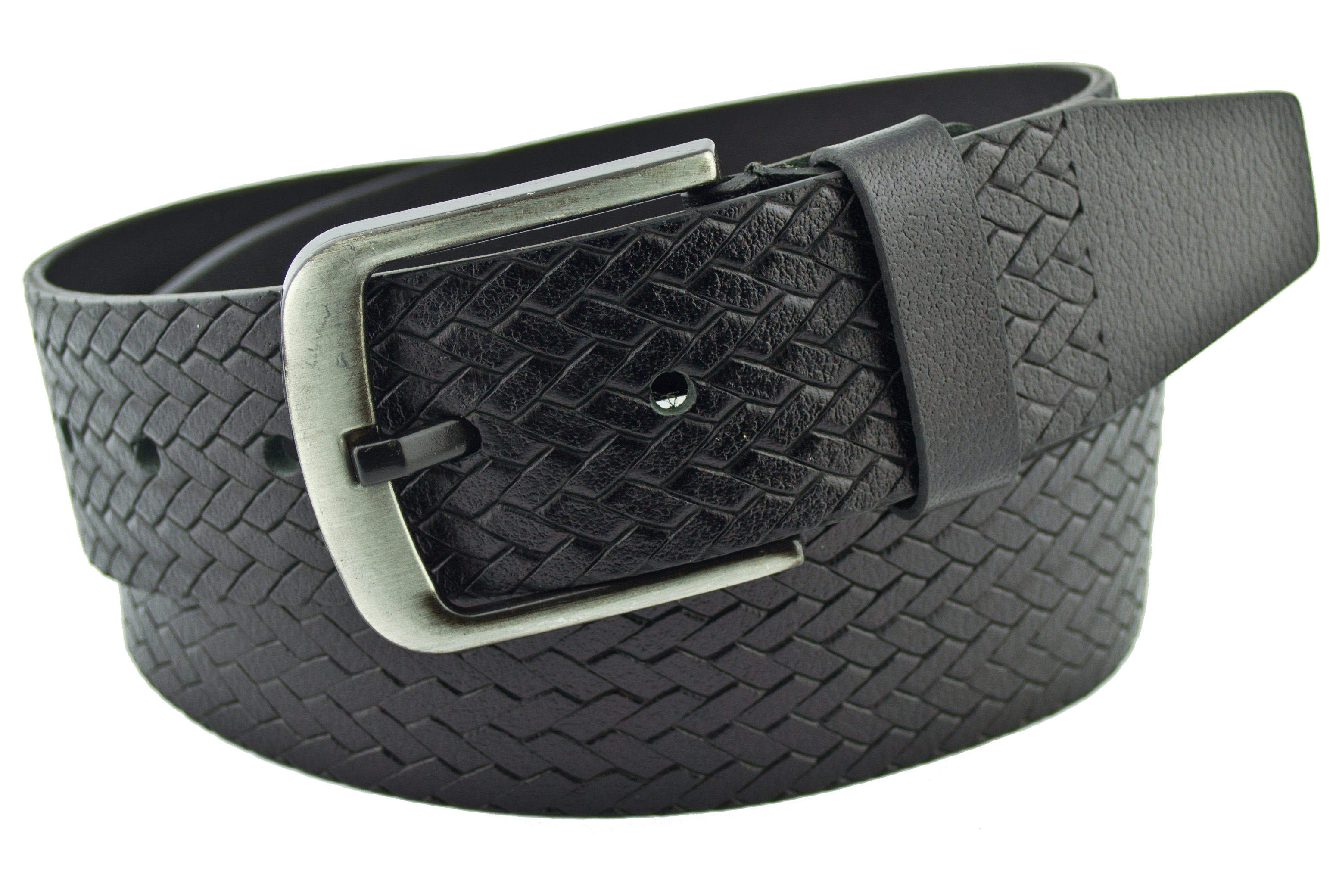 

Мужской кожаный ремень Real Leather 4,5 см для джинсов черный 110-135 см