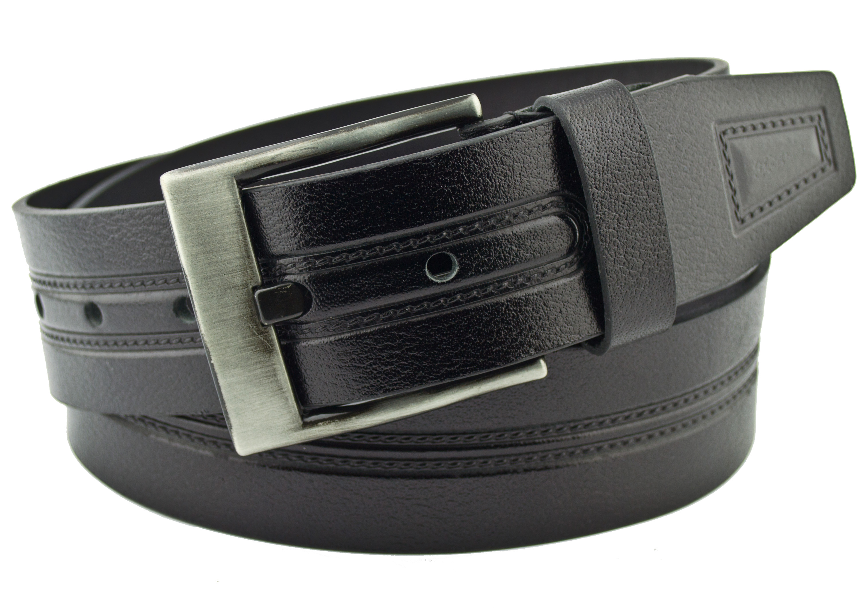 

Мужской кожаный ремень Real Leather 4,5 см для джинсов черный 110-135 см