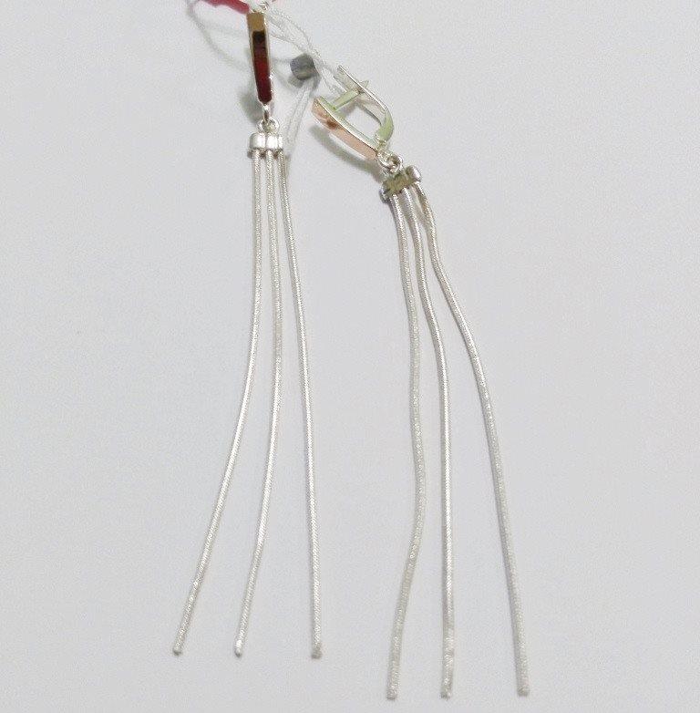 

Серьги из серебра с золотом Три цепочки, 0346.10