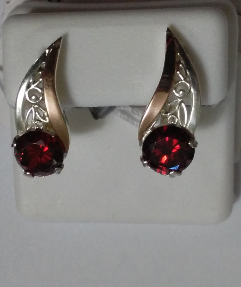 

Серьги из серебра и золота Рубиновые, 0284.10