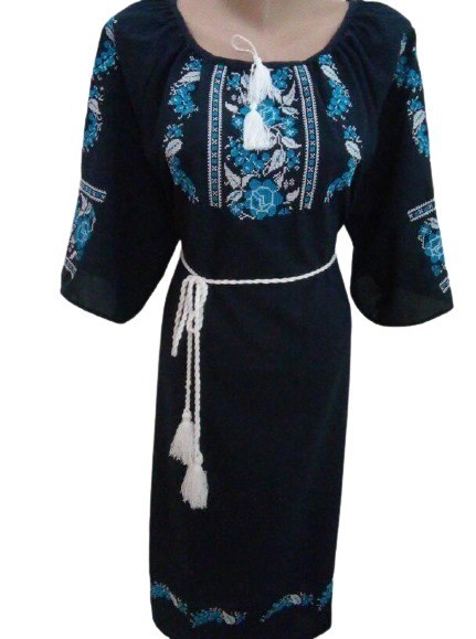 

Вышиванка,платье женское "Голубая роза" 2XL Темно синее