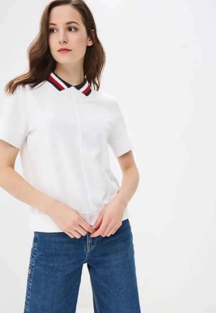 

Женское поло Tommy Hilfiger W10WW2371 Белый S