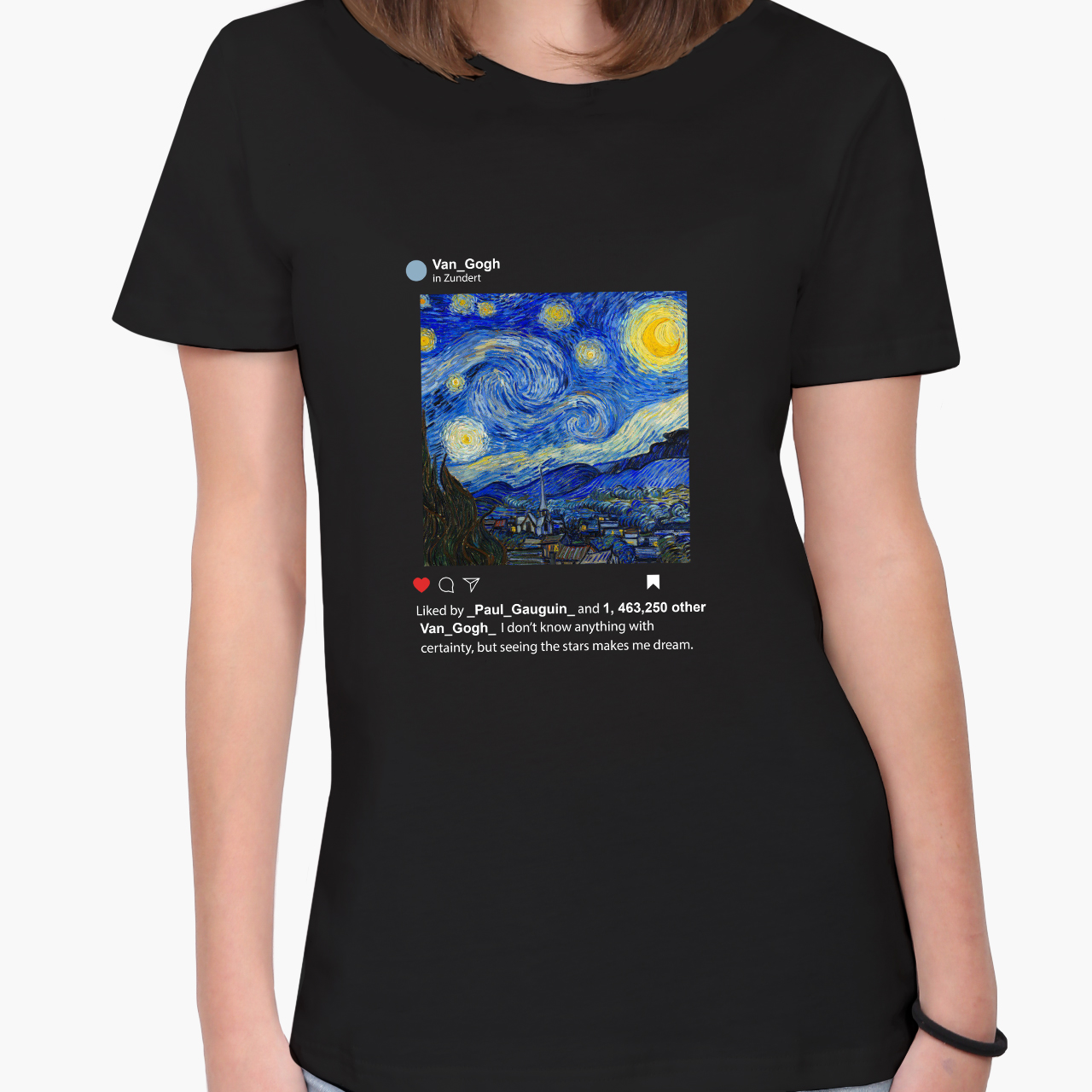 

Футболка женская Винсент Ван Гог Звёздная ночь Инстаграм (Vincent van Gogh Starry night Instagram) (9223-W2965-1) S Черная