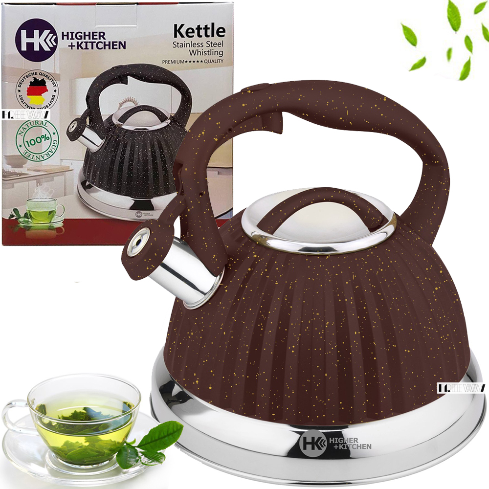 

Чайник со свистком для газовой плиты из нержавеющей стали 3.5л HIGHER KITCHEN Темно-красный (ZP-039)
