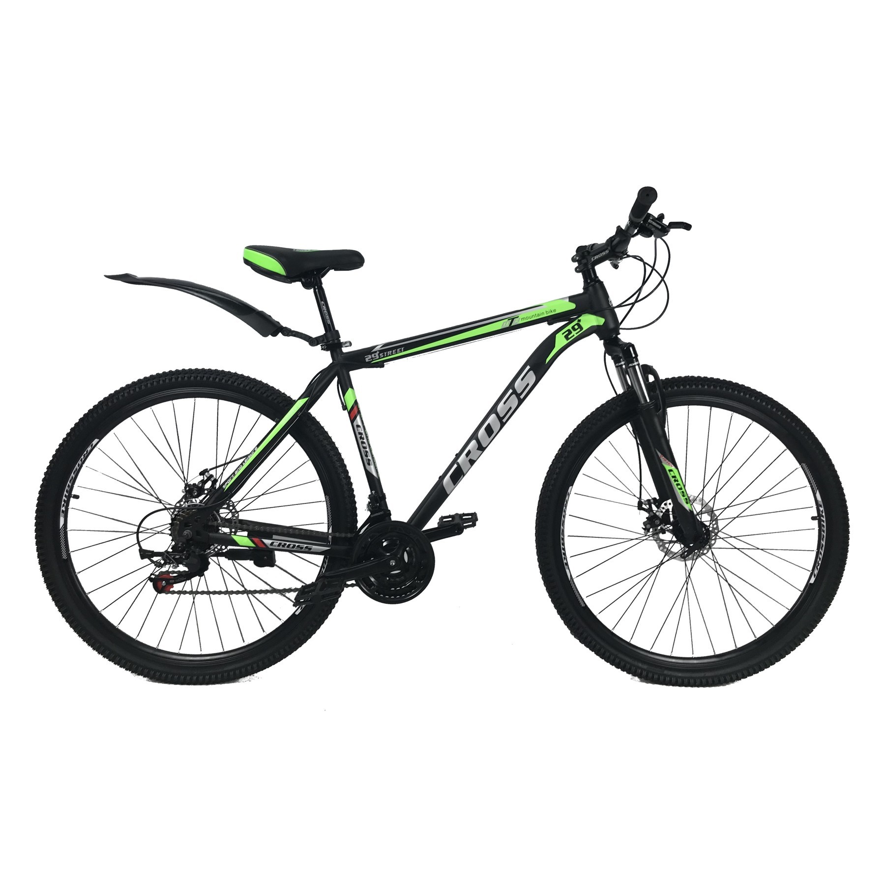 

Велосипед 27.5" CROSS STREET рама 17" черный-зеленый