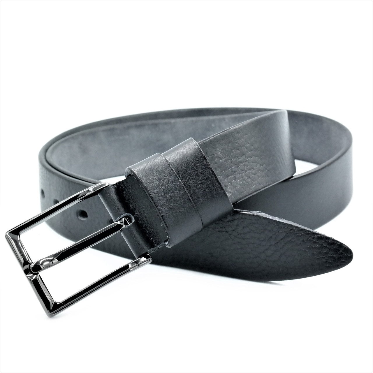 

Кожаный ремень Weatro пояс чёрный Пряжка классическая 110-125 см