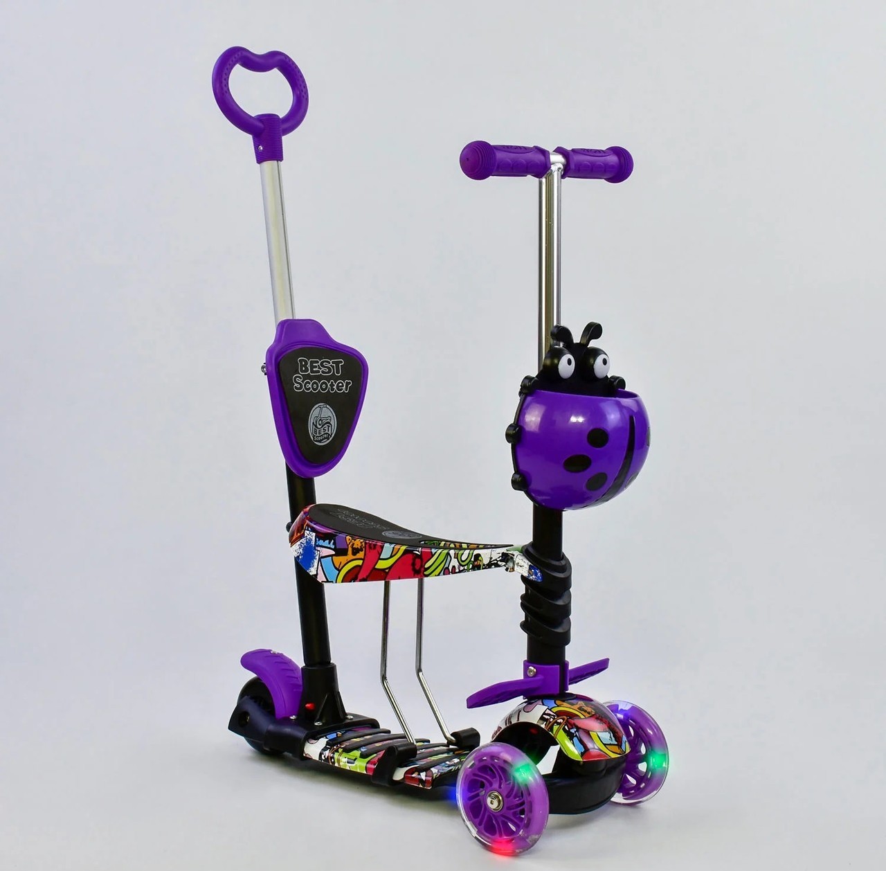 

Самокат 5в1 Best Scooterс подсветкой фиолетовый