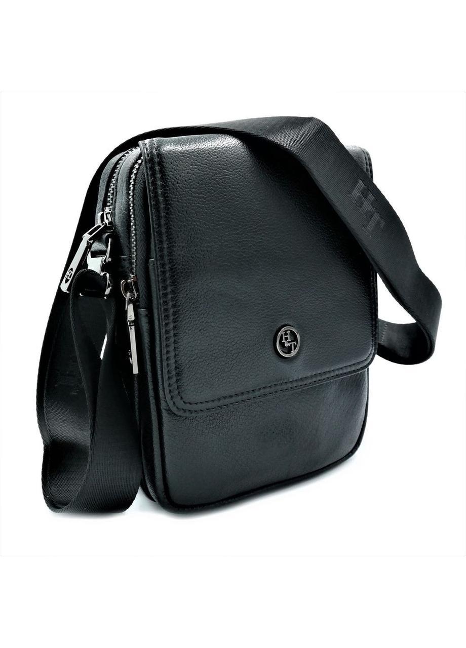 

Мужская кожаная сумка H.T.Leather чёрного цвета 20 х 15 х 7 см