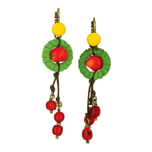 

Серьги Nature Bijoux из коралла, зернышек, кожи 12--12091