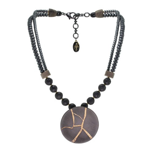

Колье Nature Bijoux агата, лавы, кожи, гематита и эбенового дерева 15--26405