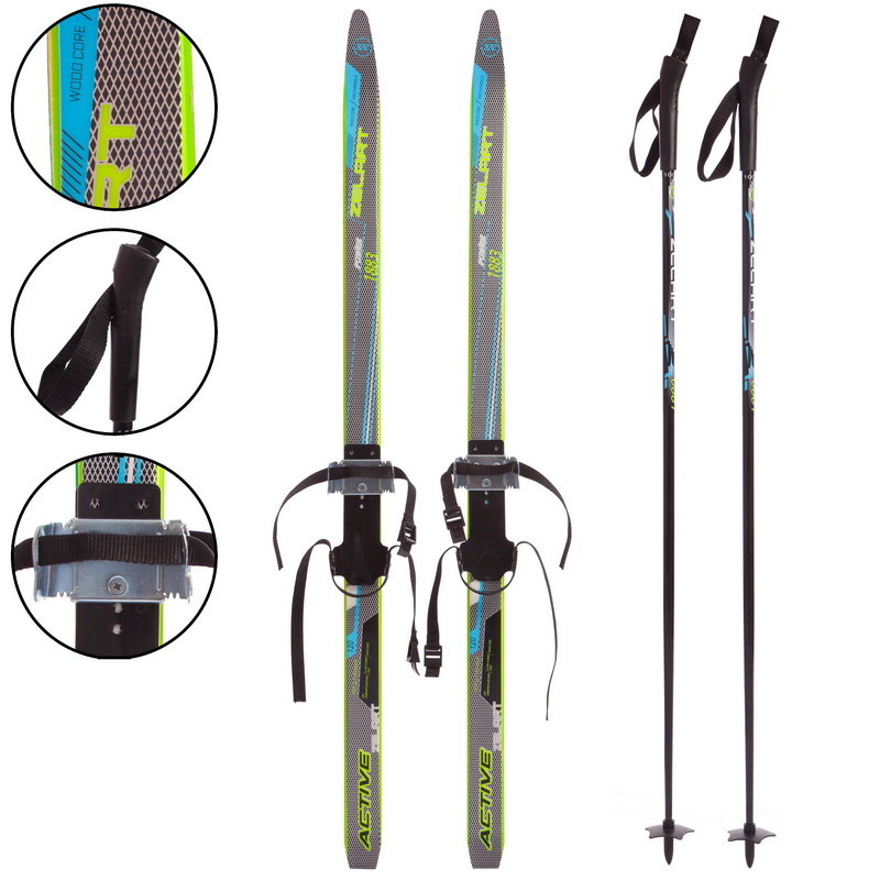 

Лыжи беговые в комплекте с палками Snowpower SK-0881-140B серо-салатовый 140 см