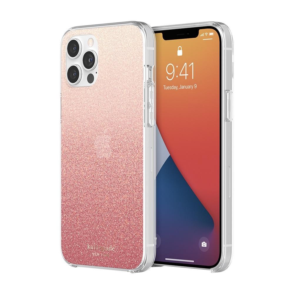 

Противоударный защитный чехол бампер Kate Spade Glitter Ombre Sunset Pink/Multi KSIPH-153-GLOSN для iPhone 12 /12 Pro