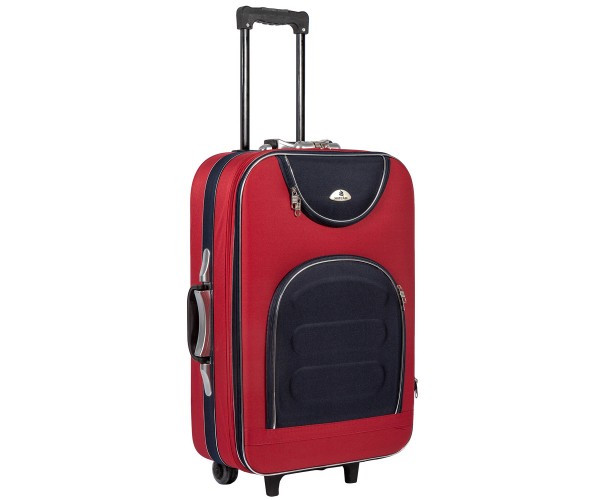 

Текстильный чемодан средний Suitcase на колесах красный с синим