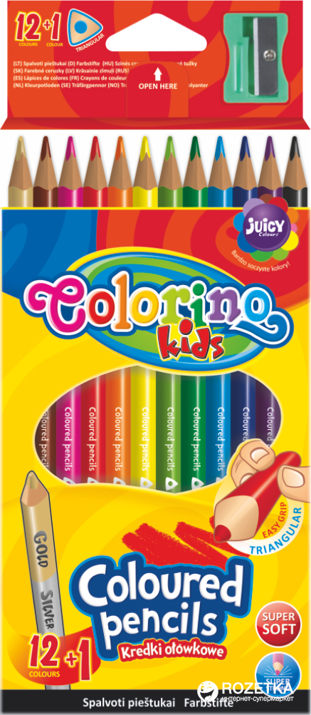 

Карандаши Colorino трехгранные 12+1 цветов с точилкой (54706PTR)