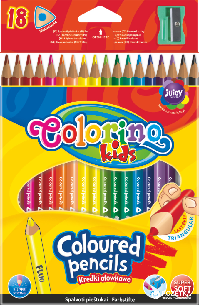 

Карандаши Colorino трехгранные 18 цветов с точилкой (57431PTR)