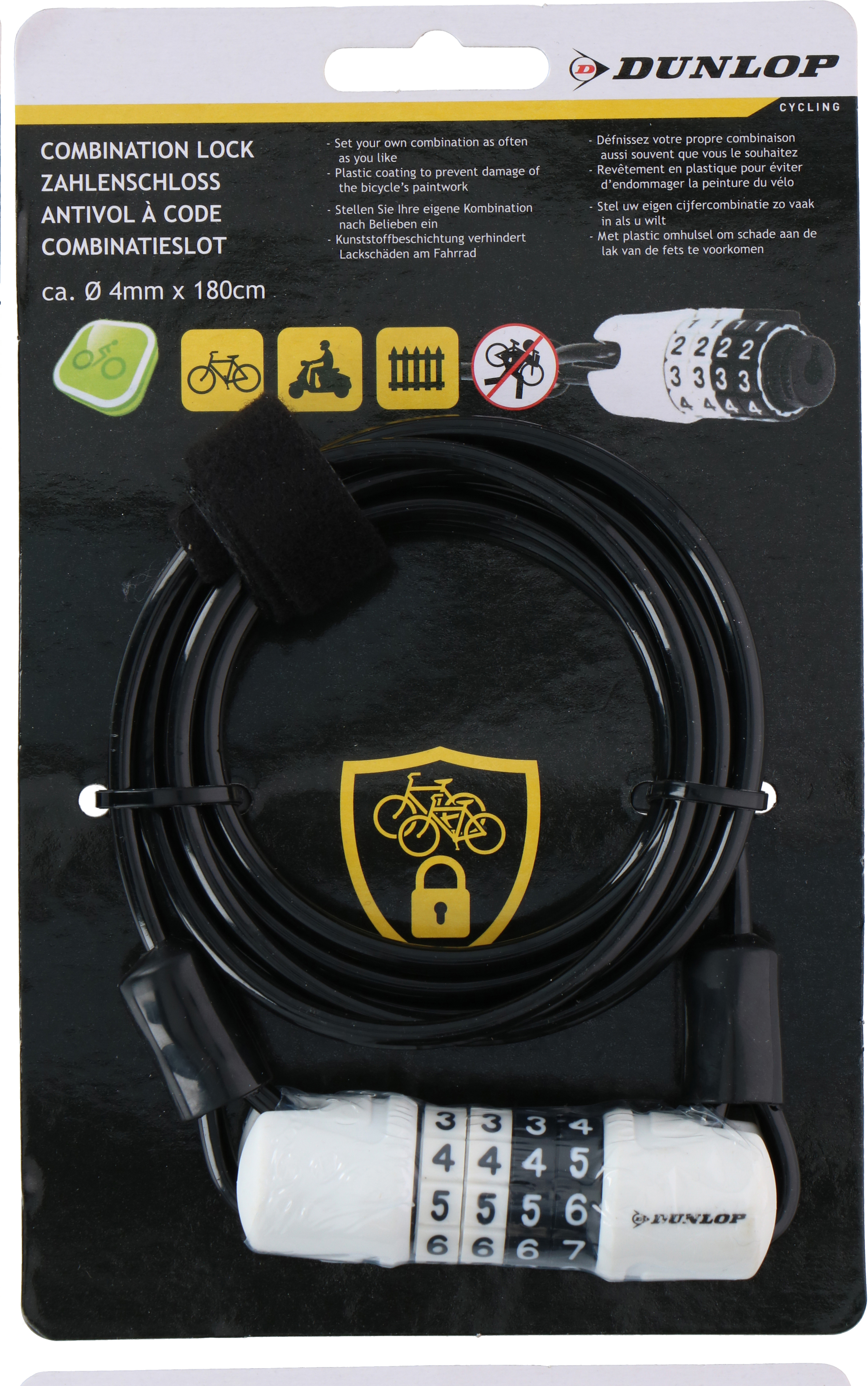 

Велосипедный замок Dunlop 1800 мм Синий (871125217817-2 blue)