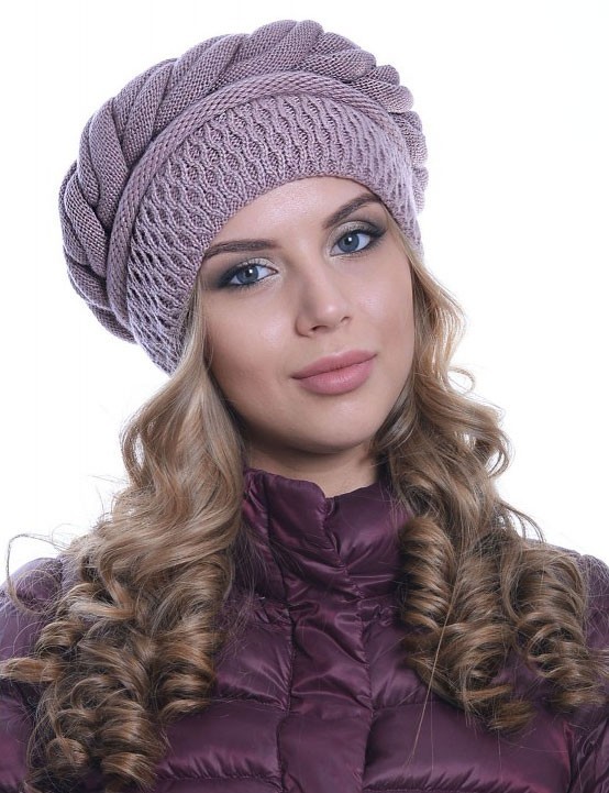 

Вязаная шапка Retto 55-61 р. Коса темная пудра