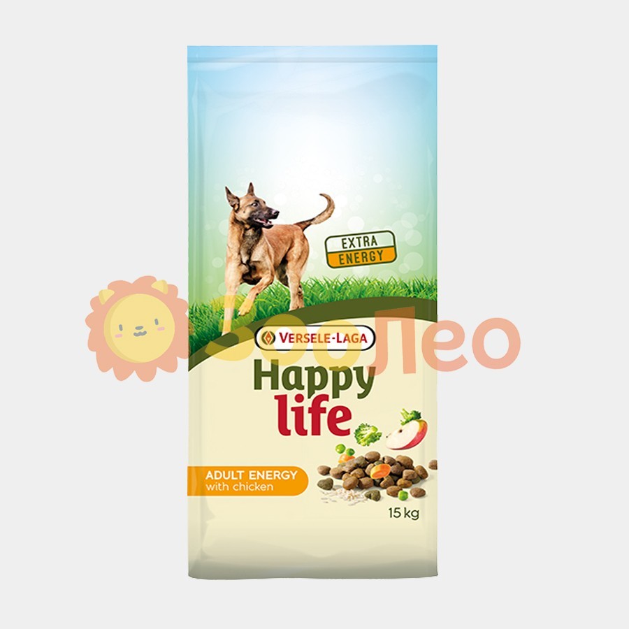 

Cухой корм Happy Life Adult Energy with Chicken для активных собак всех пород с курицей 15 кг