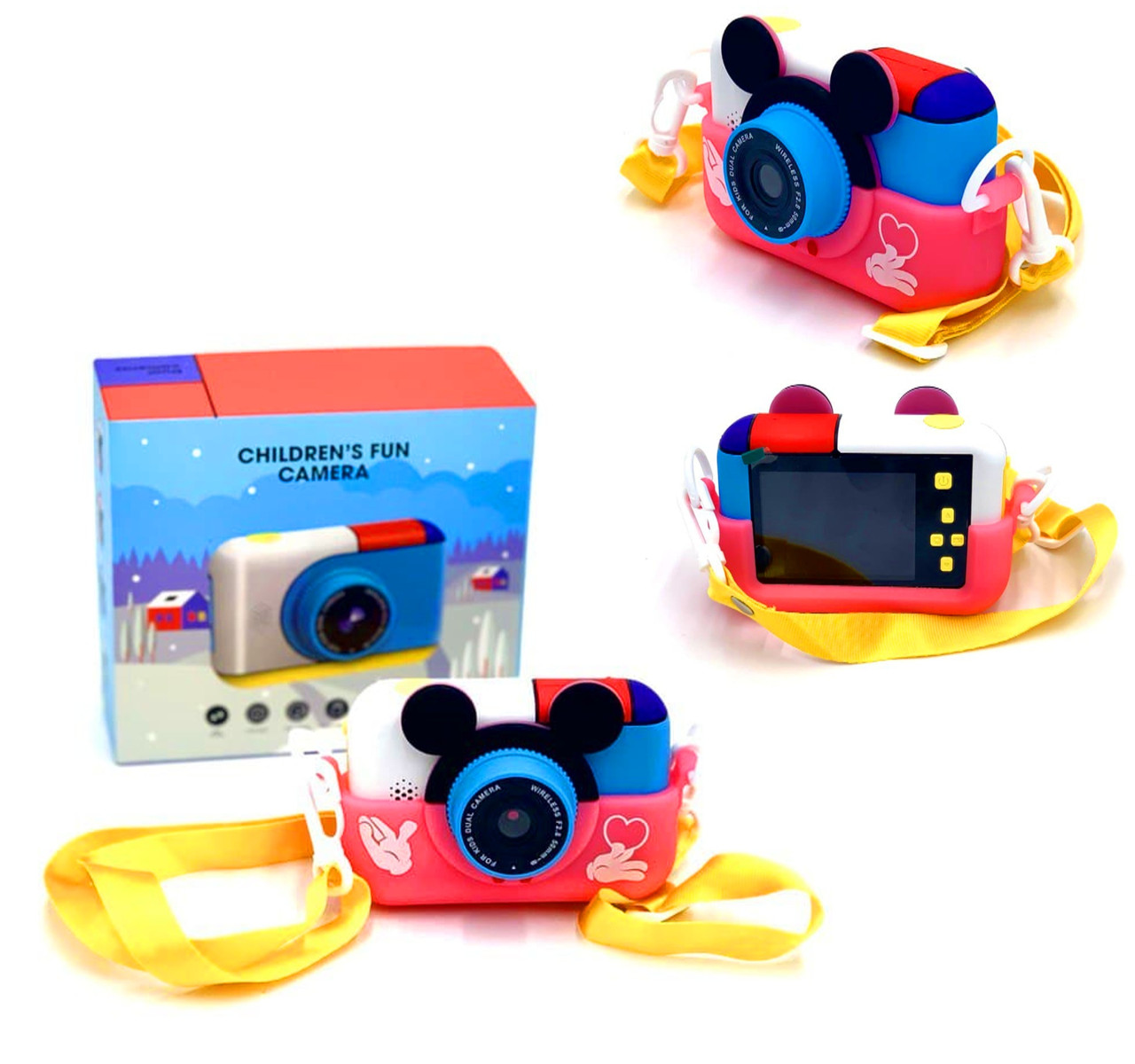 

Детский цифровой фотоаппарат Fun Camera, 2 камеры, 1080 FHD, MP3, игры, розовый