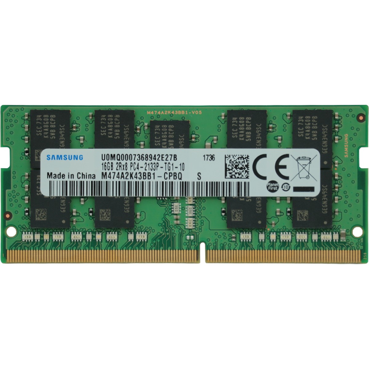 

Оперативная память Samsung SODIMM DDR4 2133MHz 16GB CL19 ECC M474A2K43BB1-CPBQ