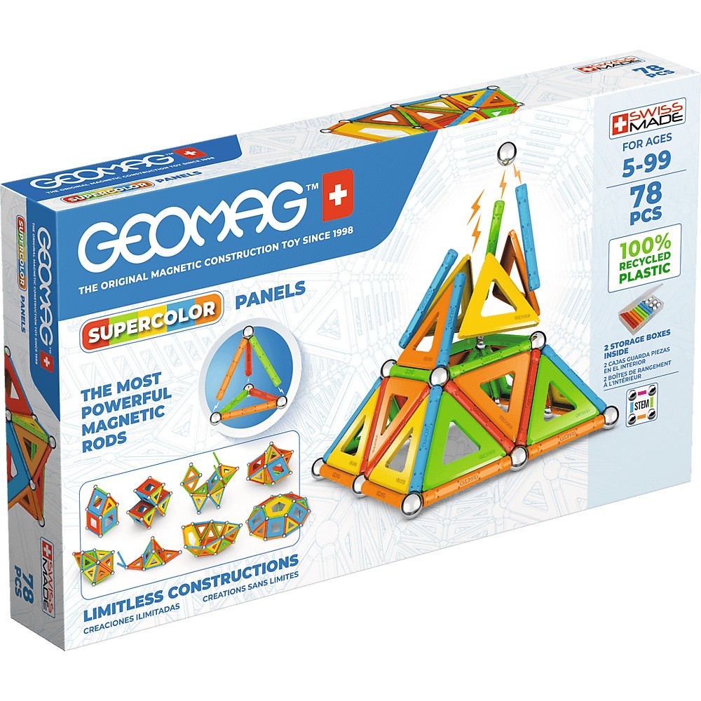 

Магнитный конструктор Geomag Supercolor Panels Recycled 78 деталей (G379)