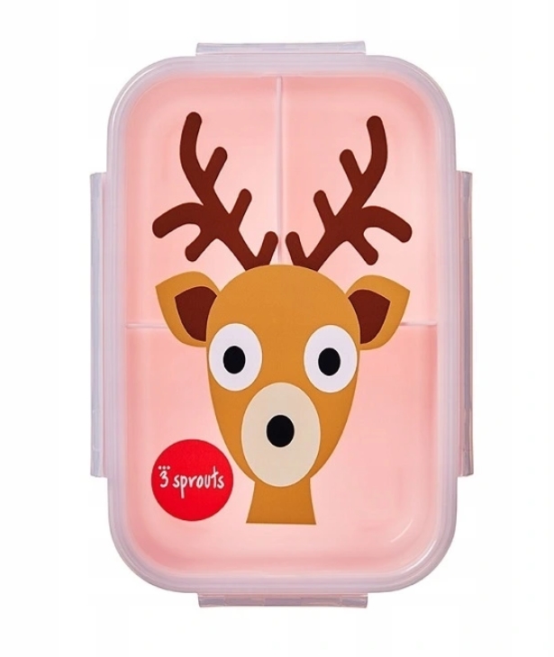 

Ланч-бокс 3 Sprouts, детский контейнер для еды на 3 отделения Bento Deer Pink 21.5 х 13.5 х 6.5 см