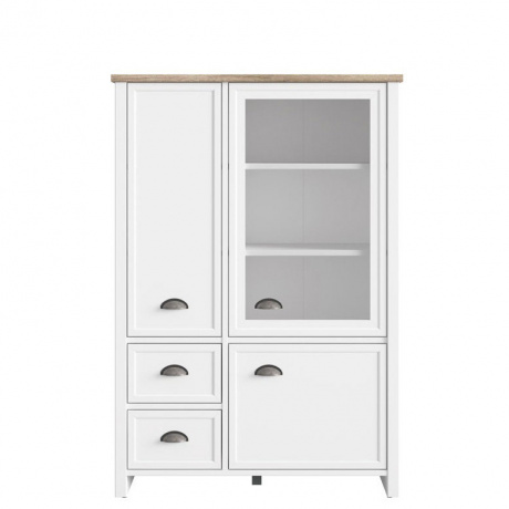 

Комод зі склом Gerbor Гермес REG2D1W2S 89,5×130×40 сосна каньйон/горіх верона