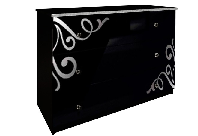 

Комод MiroMark Богема 3Ш 118х82х49 чорний глянець