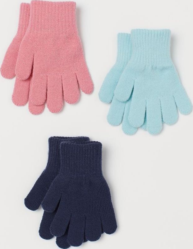 

Перчатки H&M 0739957 110-128 см 3 пары Разноцветные