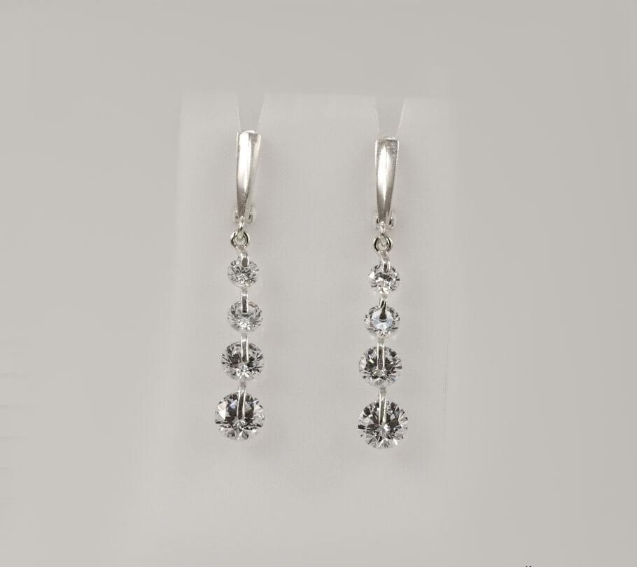

Сережки высокие с белыми камнями Maxi Silver 8090/1