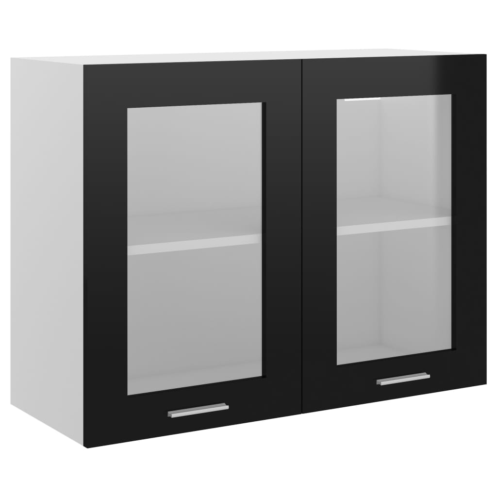 

Глянцевий верхній модуль зі склом Shumee чорний ДСП 80x31x60 см 802535