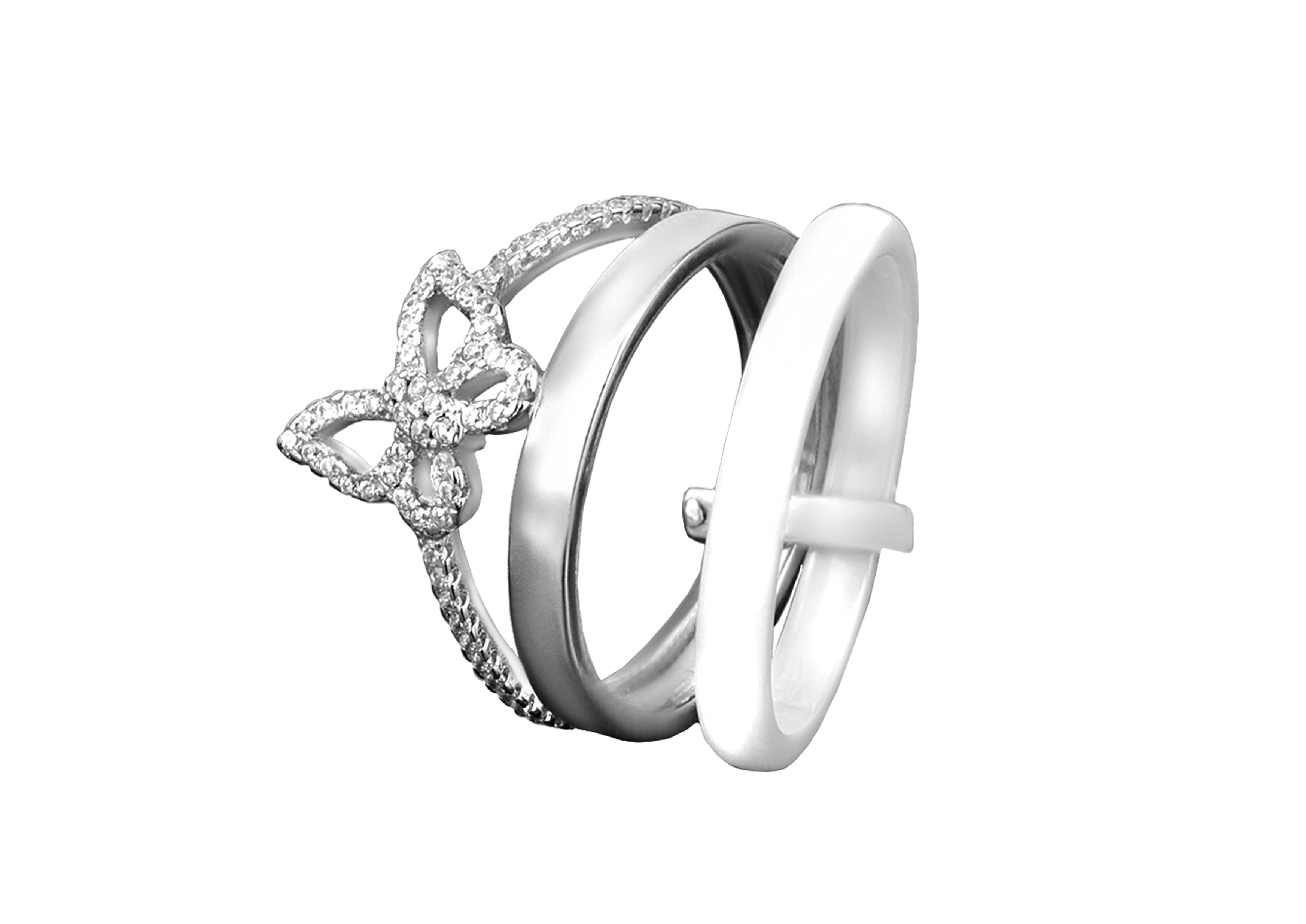 

Кольцо серебряное с керамикой и цирконием 1.1211.1601.52, 19 размер