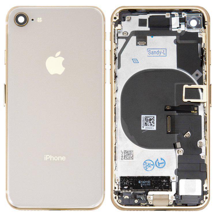 

Корпус для iPhone 8, золотистий, повний комплект, зі шлейфом