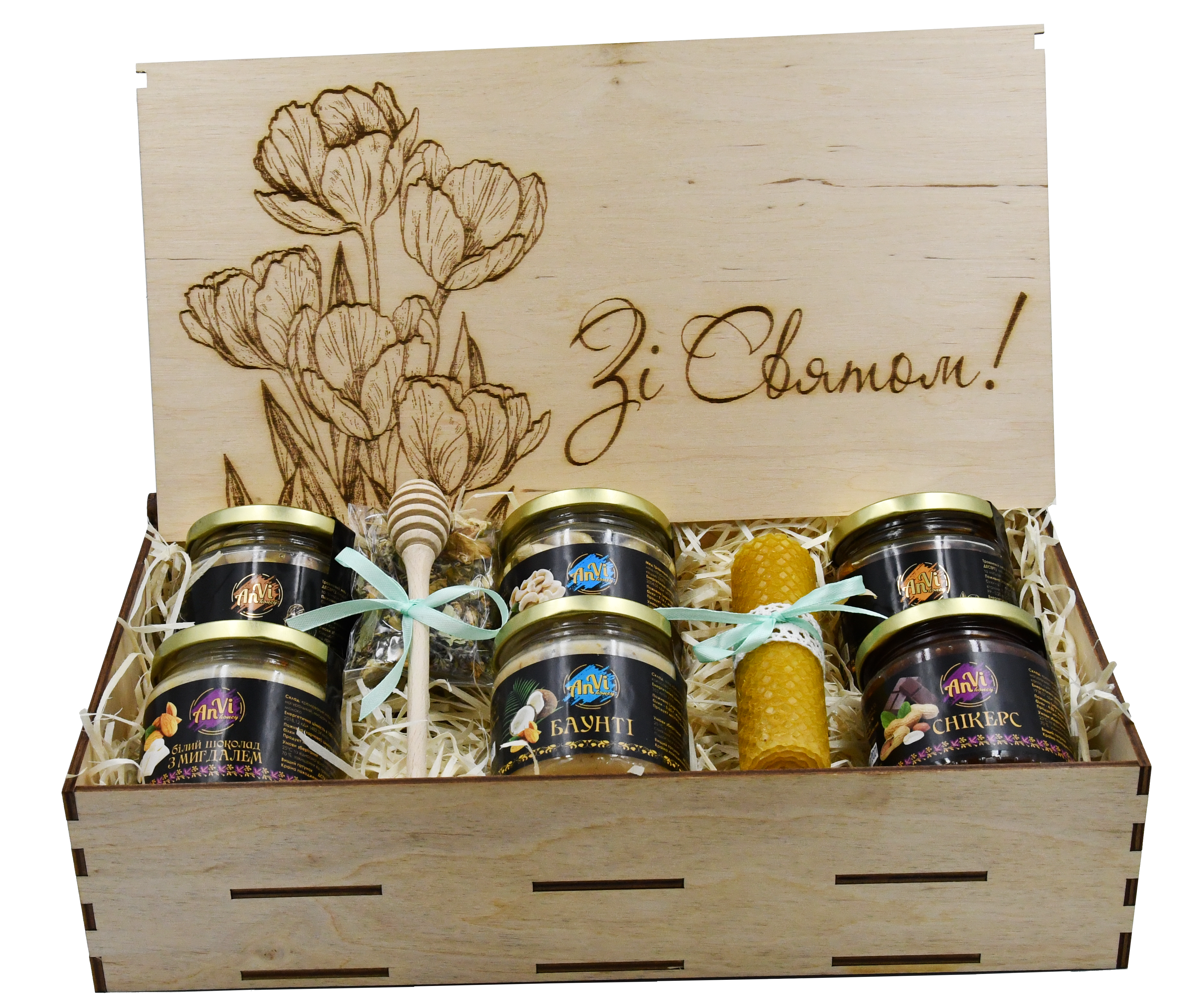 

Подарочный медовый набор Anvi honey "Чудесный" (6 баночек)