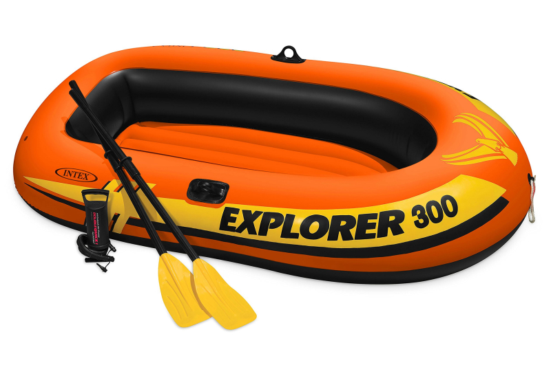 

Надувний човен Intex Explorer 300 пвх з веслами і насосом 244*117*36 см оранджевий 58332