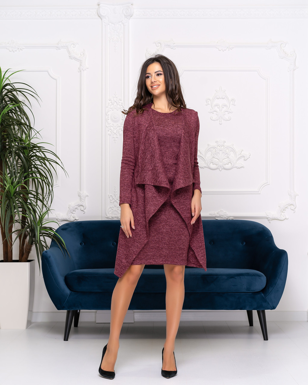 

Костюм платье с кардиганом-безрукавкой Fashion Girl "Френсис" 42 бордовый