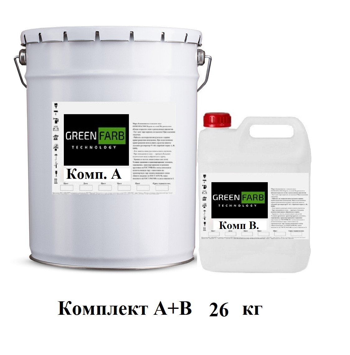 

Эмаль-грунт GREENFARB Эпоксидно-полиуретановая 26 кг Серая