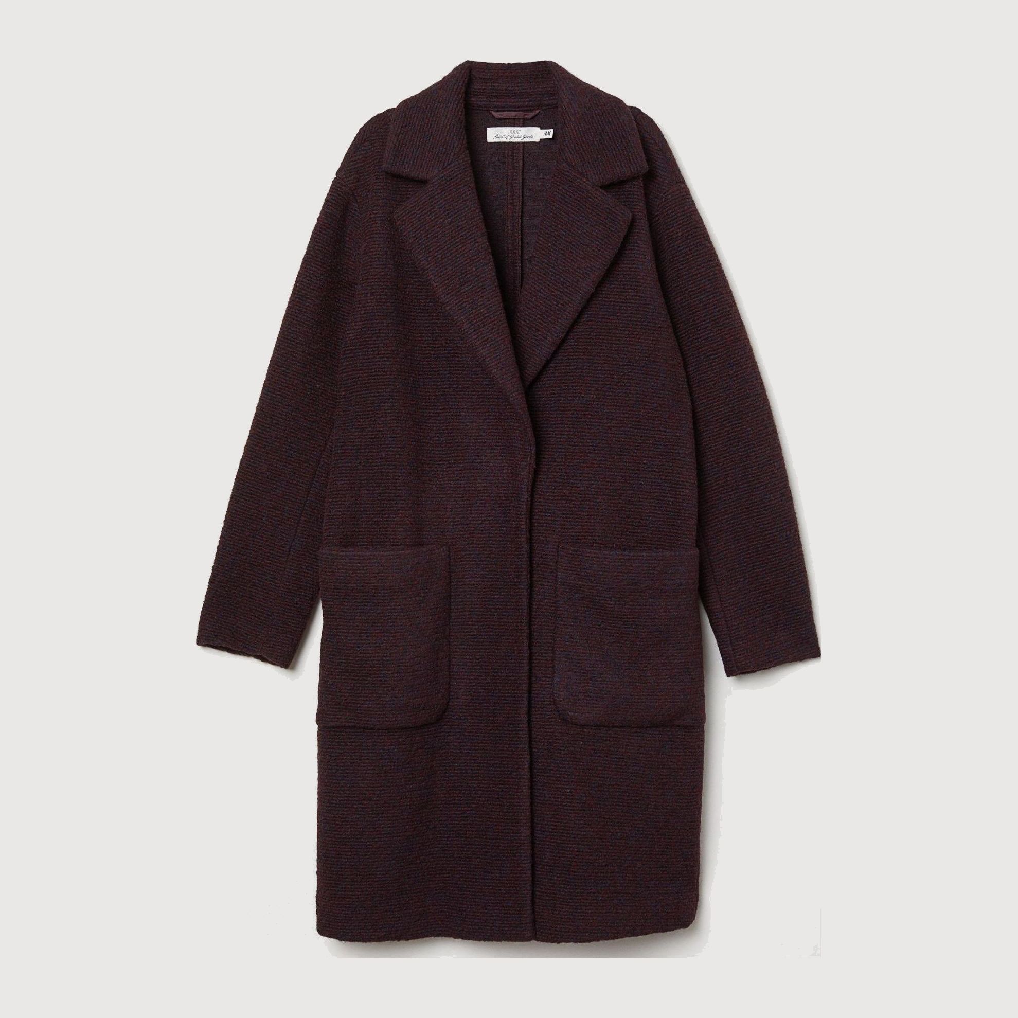 

Пальто H&M 6831478-ACXK S Темно-бордовое