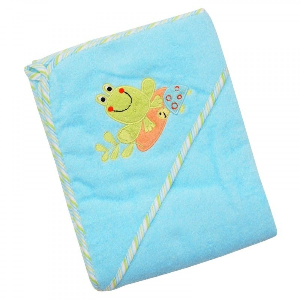

Детское махровое полотенце-уголок Baby Mix Frog CY-33, 100x100 см., зеленое