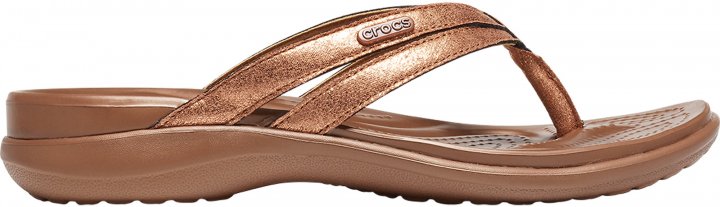 

Вьетнамки Crocs Jibbitz Capri Strappy Shimmer Flip 206195-854 W7 37-38 23.8 см Бронзовые