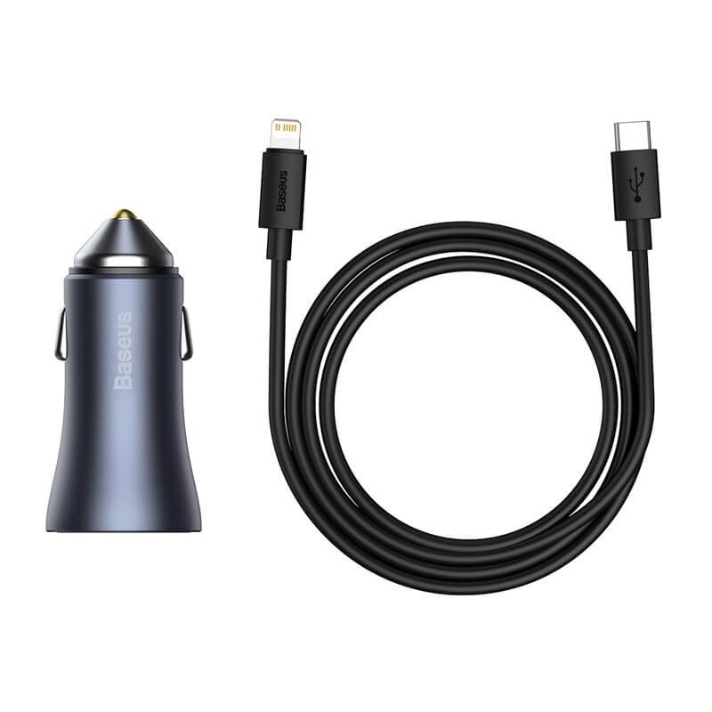 

Автомобильное зарядное устройство Baseus Type-C/Lightningl Quick Car Charger |1хUSB/1хType-C, PD/QC, 40W, 3A