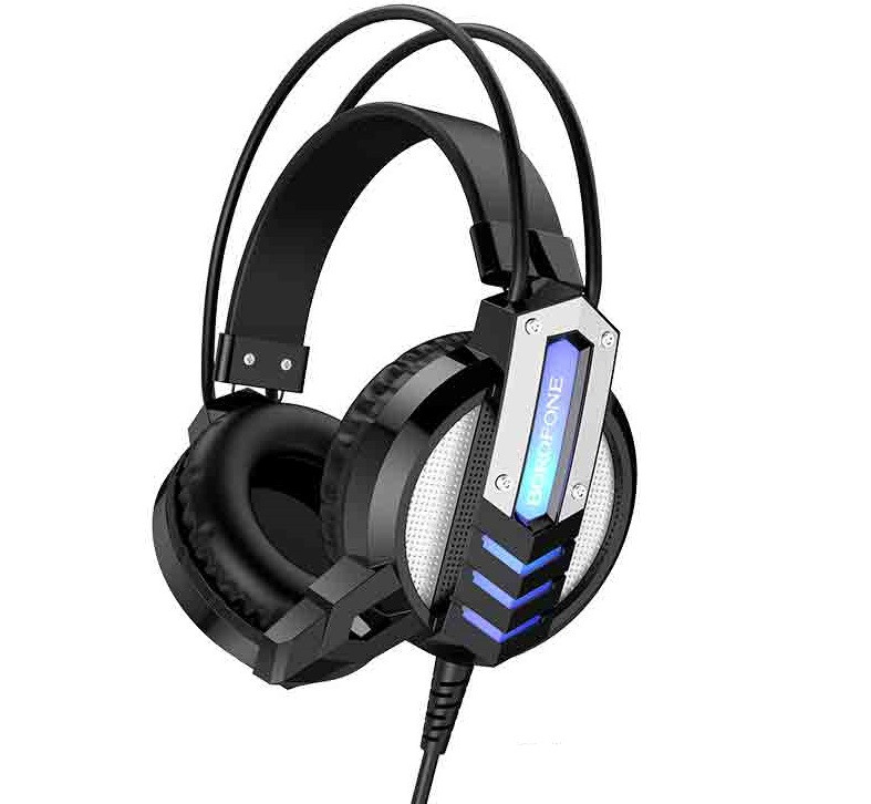 

Наушники игровые Borofone gaming Fun LED Hi-Res BO100 накладныечерные (gr_017582)