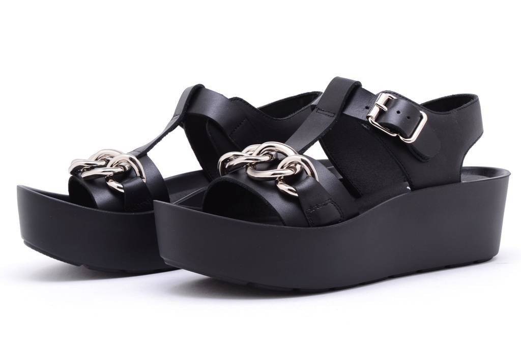 

Босоножки кожаные черные на платформе KMB SHOES Spain A2032 38