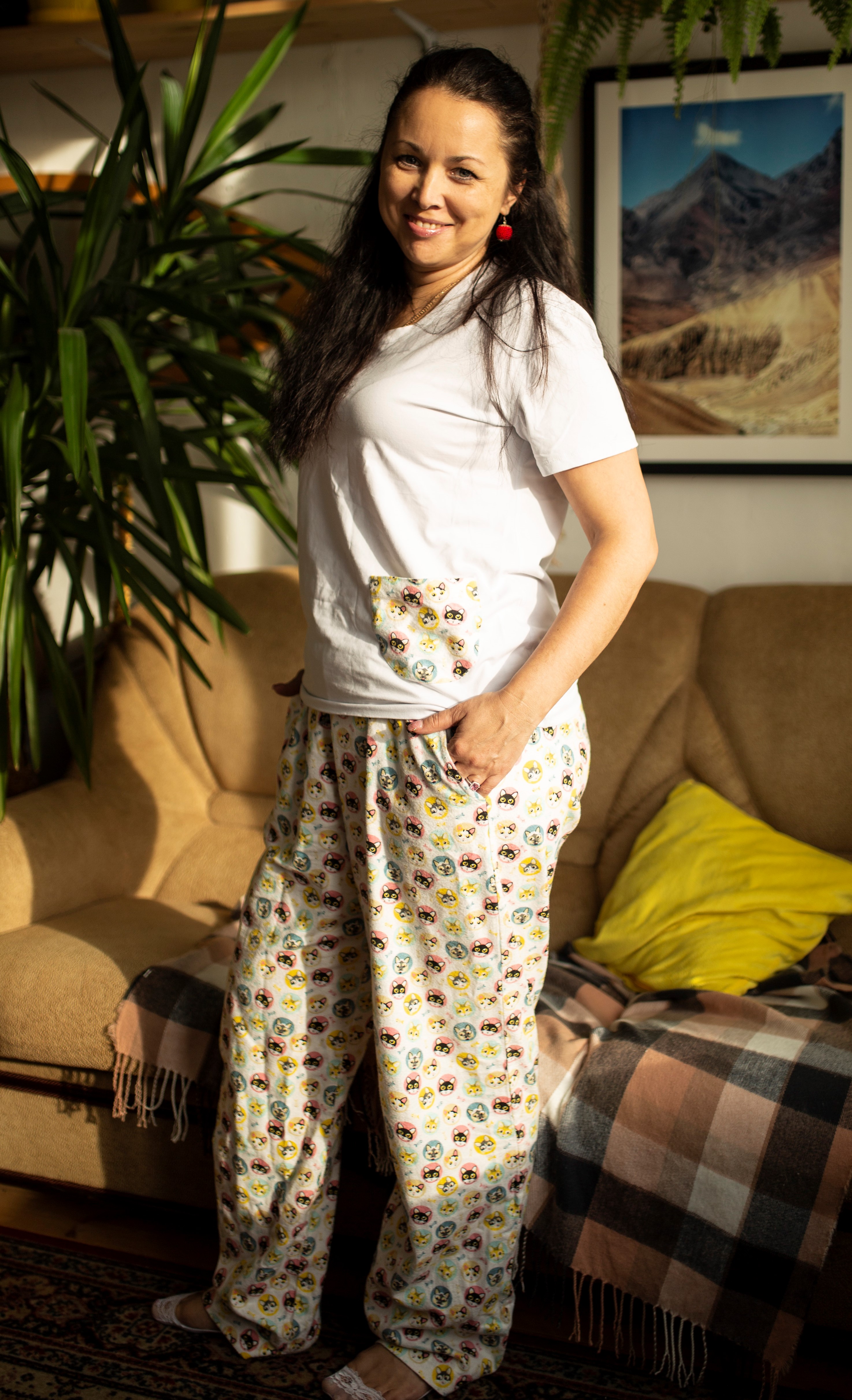 

Фланелевая пижама (футболка+брюки) Pijama po fanu  бежевая с котиками 111153, Фланелевая пижама (футболка+брюки) Pijama po fanu XL бежевая с котиками 111153